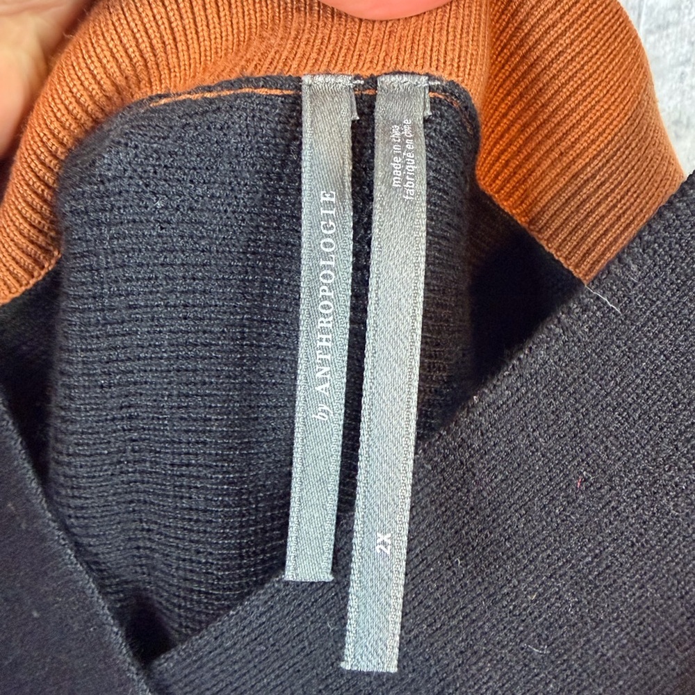 NWT Anthropologie Colorblock Mini Knit Dress in Black Brown Combo Size 2X Plus. - Picture 9 of 16